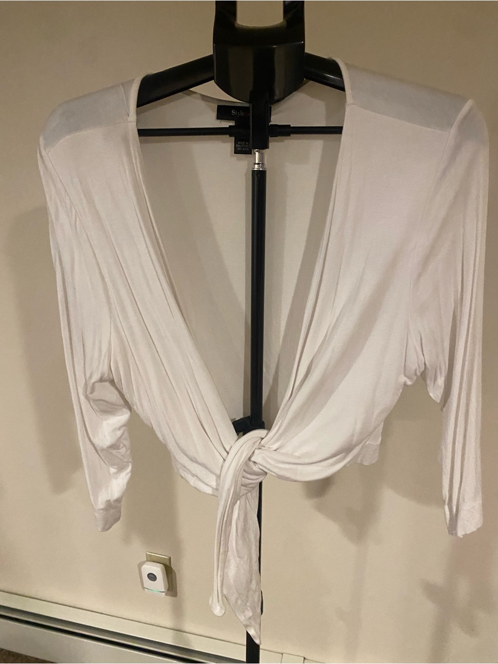 Style & Co. White Tie-Front Robe Top